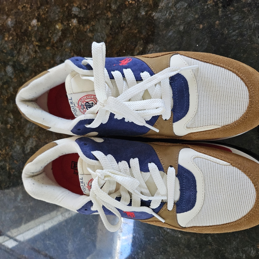 Ralph Lauren Cream/Blue/Tan Athletic Sneakers - Mens Sz 10.5